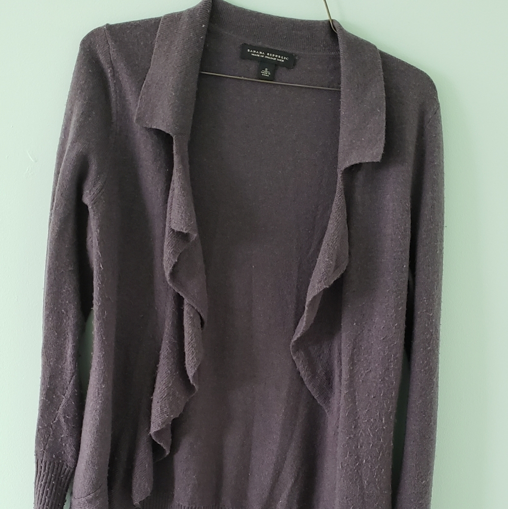 Plum colored draped cardigan